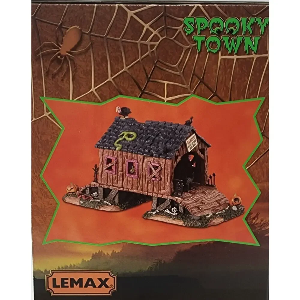 Lemax 2023 Creepy Covered Bridge Spooky Town #33631 Buzzard Crows Snakes Skulls